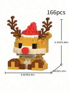 Christmas Santa Claus, Christmas Tree, Train, Snowman Micro Particle Building Blocks Christmas Gift, Creative Gift, Reindeer Assembly Building Blocks - Educational ABS Toy Gift Box, Best Holiday Gift - Multicolor - View 11