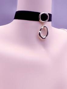 1pc Women's Metal Hollow Asymmetrical Geometric & Heart Pendant Necklace, Vintage Fashion Casual Street Party Jewelry