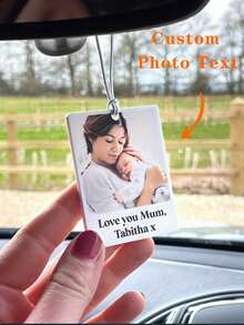 1 pieza Adorno personalizado de acrílico con foto para coche, adorno personalizado, adecuado para coche, hogar, sala de estar, decoración de oficina, Navidad, Halloween, regalo de Año Nuevo, perfecto para padre, novio, nuevo propietario de automóvil, aniversario, boda, cumpleaños - Multicolor - Ver 3