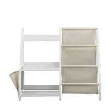 3-Tier Kids Bookshelf, Toy Storage Organizer For Toddler, Book Shelf For Kids Rooms With Sling Book Rack And Storage Bag, Kids Storage Book Shelves For Kids Room, Playroom, Kindergarten, Nursery - Rack + Bag Metal 31-40inch White - View 8