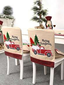 1 pièce Housse de chaise imprimée sapin de Noël, Protecteur de de siège de voiture/maison, Décoration de Noël