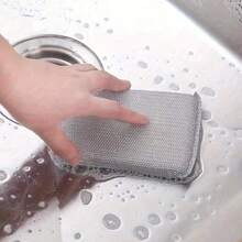 12 件装厨房清洁高密度银丝海绵擦洗海绵魔术海绵刷双面海绵洗碗通用研磨清洁海绵,, - 銀色 - 查看 6