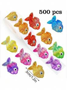 500 miếng/cuộn Miếng dán hình cá nhiều màu sắc bằng laser ba chiều, Nhãn niêm phong hình động vật hoạt hình bất đối xứng 3cm/1,2in, Thích hợp cho phong bì, tạp chí, ốp lưng điện thoại, chai nước, máy tính, mũ bảo hiểm, sổ lưu niệm, quà tặng tiệc tùng, miếng dán niêm phong bằng PVC - Nhiều màu - Xem 7