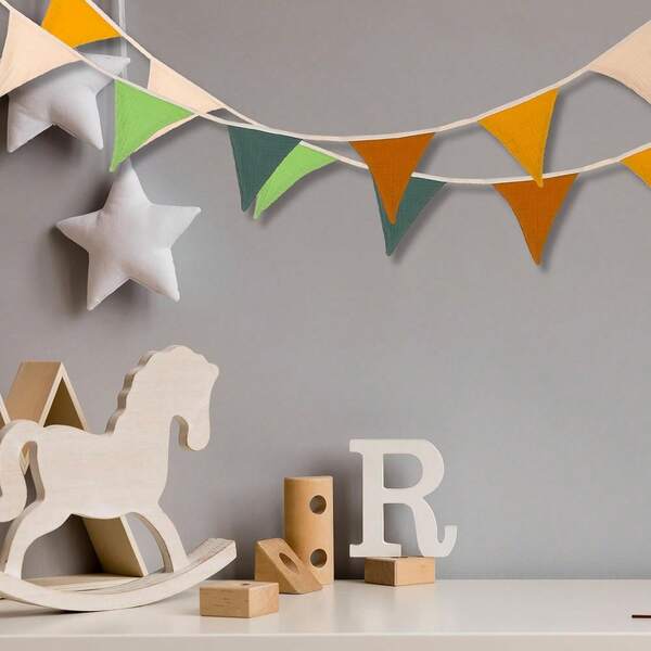 15.5-Foot Flag, 2 Triangular Flower Garlands, Used For Interior Decoration, Birthdays, Weddings, Garden Party Events, Each 7.75-Foot (Multi-Color)