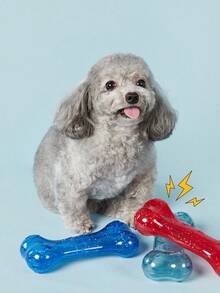 PETSIN TPR 耐用狗狗咀嚼玩具耐咬出牙清洁器和吱吱叫训练玩具，适合室内/室外海滩、阳光、旅行、凉爽等水上活动，缓解牙齿疼痛，中型犬牙齿护理咀嚼玩具经过测试 - 淺藍色 - 查看 2