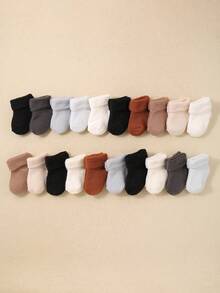 10/5 Pairs Baby Solid Color Thick Warm Flip-Top Socks, Autumn/Winter
