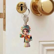 Colgante de acrílico 2D de personaje de ópera china, llavero de decoración de estilo tradicional chino, pequeño regalo de Navidad