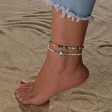 2pcs 2025 New Bohemian Style Anklet Turtle 2 Pcs Beach Bead Colorful Rainbow Multicolor,For Women Summer Gifts - 2Pcs - View 6