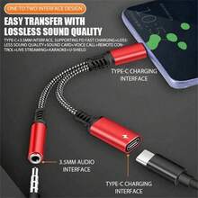 NNBILI PD 二合一 Type C 转 3.5mm 耳机插孔适配器 Type C 充电音频 Aux 适配器兼容 15 16 17 Pro Max iPad Pro 兼容三星 S24 兼容小米兼容华为 - 多色 - 查看 7