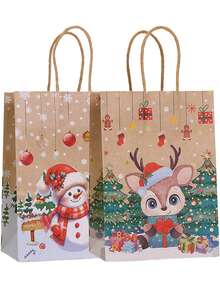 4/12/18/30 buc Pungi de cadouri din hârtie kraft de Crăciun, Ambalaj cadouri de Crăciun, Pungi de cadouri pentru petrecere de Crăciun, Ambalaje cadouri de Crăciun, Pungi tote de Crăciun, Decorațiuni de Crăciun, Pungi de cumpărături de Crăciun. Pungi de ambalare cadouri de Crăciun, Pungi de hârtie kraft, Pungi de cumpărături pentru mall, Moș Crăciun, Brad de Crăciun, Reni, Fulg de zăpadă, Pungi de hârtie kraft imprimate cu elemente de Crăciun cu omuleț de turtă dulce, Crăciun 2026