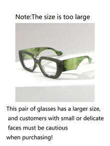 1 Pair Women Leopard Print Retro Square Clear Lens Glasses, Suitable For Daily Outfit, Street Fashion And Photography - Olive Green - View 6
