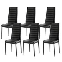 Modern Dining Room Accent Chairs Set Of 6, Upholstered Leather Side Chair For Dining Tables, Space-Saving Kitchen Table Chair With Thick Cushions And Metal Legs, Black - Leather art 6-piece set black - 查看 9