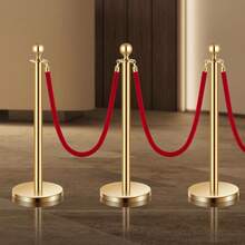 Stanchion Post, 4 Pcs Crowd Control Barrier Set With 3 Ropes, 5 Ft Stainless Steel Gold Stanchion Post Queue With Sand Injection Hollow Base For Theater, Party, Wedding, Exhibition - Multicolor - View 9