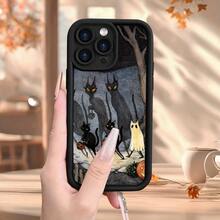 [Teléfono] Hermoso y original teléfono negro con diseño de Halloween, textura mate, agarre cómodo, compatible con 16/16 PRO/16 PLUS/16 PRO MAX/15/15 PLUS/15 PRO/15 PRO MAX/14/14 PLUS/14 PRO/14 PRO MAX/13/13 mini/13 PRO/13 PRO MAX/12/12 mini/11/Plus/Pro/8/SE/XS/7P/8P. Ideal para amigos, parejas y familiares. - Negro - Ver 8
