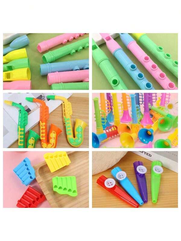 1 pièce Instrument de musique factice en plastique de couleur aléatoire, en matériau plastique pouvant être soufflé, accessoire de fête, cadeau de fête, cadeau de rentrée scolaire/remise des diplômes, accessoire de performance et d'interaction pour garçons et filles