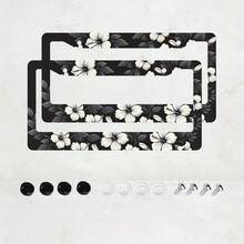 1pcs Hibiscus Flower License Plate Frames - Hawaiian Tropical Floral Design, Auto Decor With Screws For Men & Women, Fits 2-Hole US Vehicles, Hawaiian Decor - 12x6 吋 2 件 - 查看 1
