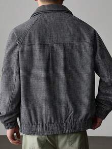 Plus Size Men's Casual Turndown Collar Long Sleeve Jacket, Fashion Outerwear For Autumn/Winter - Black - View 3