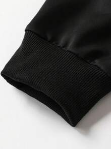 1pc Men's Casual Pullover Hoodie Sweatshirt, Minimalist Spring/Autumn Layering Top - Black - View 3