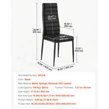 Modern Dining Room Accent Chairs Set Of 4, Upholstered Leather Side Chair For Dining Tables, Space-Saving Kitchen Table Chair With Thick Cushions And Metal Legs, Black - Nghệ thuật da 4 mảnh màu đen - Xem 8