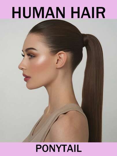 马尾接发真人发真人发夹环绕式长直马尾辫带魔法粘贴马尾假发女款