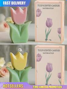 郁金香花香薰蜡烛，情人节、生日、石蜡和大豆蜡混合，适合室内和室外使用，情人节派对，情人节礼物，花卉专用石蜡大豆香薰蜡烛礼物，毕业礼物，婚礼 - 彩色 - 查看 19