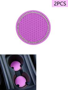 2 件/1 件汽车杯垫,闪亮杯架插入杯垫,通用汽车防滑杯架嵌入饰品硅胶杯垫,汽车内饰配件垫,7 厘米/2.75 英寸软水晶水钻橡胶垫套装圆形汽车饮料杯垫汽车内饰配件 - 彩色 - 查看 16