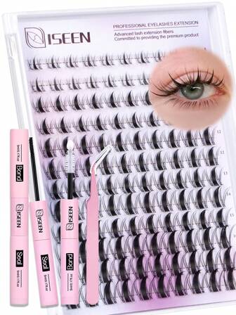 120pcs, C Curl, Manga Lash Clusters Lash Extension Kit Ultra-Soft Thin Band For Comfortable All-Day Wear, Easy To Trim & Apply For Daily Makeup, Parties, Or Date Nights DIY Lash Clusters Eyelash Extension Kit, 8-18mm Individual Lashes Kit With Lash Bond And Seal, Lash Tweezers, For Self Use (8-18mm, Kit)