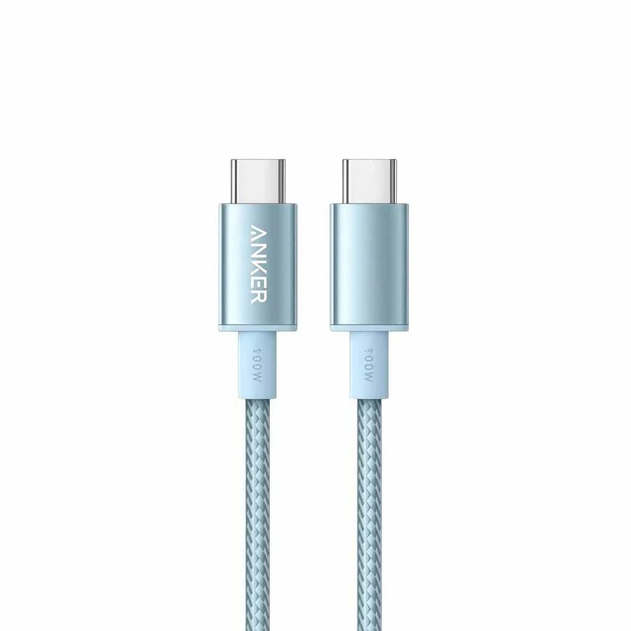 anker Cable de carga rápida A875, diseño reforzado de interfaz anti-rotura, ajuste inteligente de corriente que no dañará los dispositivos, material TPE reforzado anti-doblado, duradero, azul