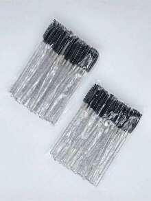 50/100 件一次性黑色睫毛刷睫毛膏棒睫毛眉毛刷迷你化妆刷 - 黑色 - 查看 9