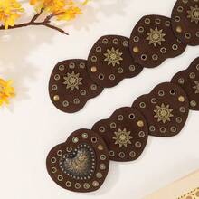 1 件加大码 XXL 波西米亚心形装饰腰带，西式心形铆钉腰带，Y2K 朋克镂空铆钉拼接腰带，适合派对、节日秋季、万圣节