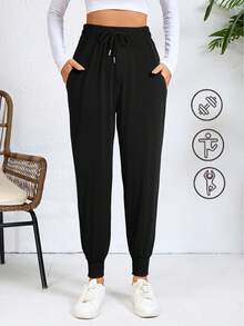 Pantalones deportivos con bolsillos en ángulo para mujer, pantalones casuales para exteriores de otoño, de cintura alta y no ajustados, pantalones deportivos casuales tipo cargo y jogger