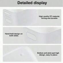 10pcs/5pcs Plastic Study Basket, Kitchen Storage Basket, Bathroom Storage Basket, Handle Storage Basket, Suitable For Home, Kitchen, Bathroom, Office, Bedroom