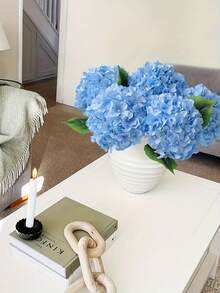 1/3/6支人造绣球花束 - 逼真的丝绸绣球花，适合DIY婚礼花束、新娘送礼会装饰、家居和办公室装饰（客厅、厨房、花园、酒店）、母亲节、生日和情人节礼物、房间装饰、家居装饰、秋季装饰、卧室装饰、万圣节装饰、婚礼装饰。 - 藍色 - 查看 6