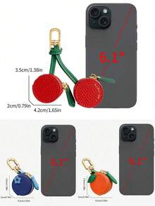 1个水果图案钱包钥匙扣，水果挂饰，兼容AirTag和钱包的零钱包，可爱迷你钥匙扣钱包，送给女孩/女士的礼物，迷你钱包，零钱包，圣诞节礼物，女士礼物，圣诞袜填充物 - 彩色 - 查看 4