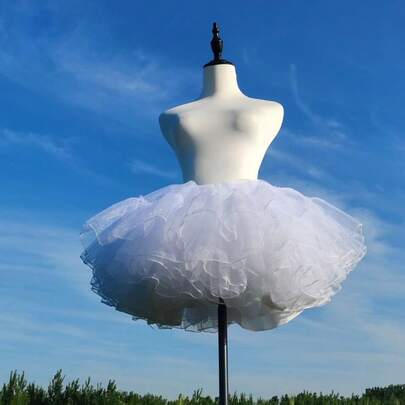 四层薄纱衬裙，短款泡泡裙内衬，适用于婚礼、舞会、万圣节、圣诞节服装，营造蓬松效果