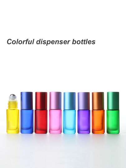 2/3/5pcs 5ml Colorful Matte Glass Roll-On Bottles, Refillable Essential Oil Perfume Containers, Portable Makeup Tools