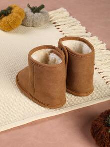 1 Pair Infant Boots With Hook And Loop Closure, Versatile And Minimalist Design. Soft Sole For Comfort And Durability, Suitable For Spring, Autumn And Winter - Brown - View 6