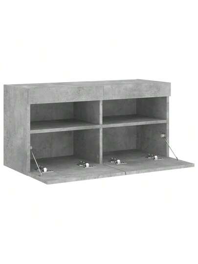 VidaXL TV Wand Unit LED Lighting 80x30x40 Cm Concrete Grijs view 8