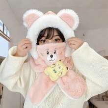 Bufanda de una pieza para niños de invierno, sombrero +áscara, gorro con protección para los oídos para bebés de 1 a 6 años, pañuelo cruzado de felpa, gorros cálidos TWEI - estilo 3 - Ver 2