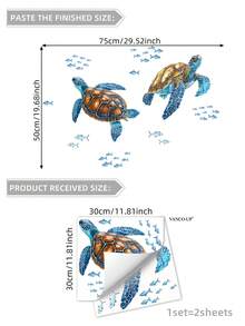 1set Sea Turtle & Underwater Plant Decoration Sticker, Stickers, Wall Decal, Vinyl Decal For Home Decorations, Spring Decoration Items Refresh Your Home, Festival Decoration Stickers Gifts Birthday Graduation