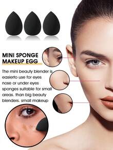 32pcs Makeup Sponge Set, Includes: 20pcs Makeup Brushes, 6pcs Makeup Powder Puffs, 5pcs Face Makeup Sponges, 1pc Makeup Brush Cleaning Tool, Teardrop Makeup Blender Sponges, Soft Concealer Sponges, Suitable For Liquid And Cream Cosmetics, Wet And Dry Use - Black - View 4
