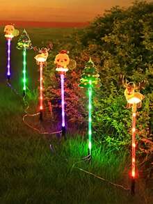 6pcs Solar Powered Christmas Garden Stake Lights - Solar Santa Claus, Snowman And Christmas Tree Design, 8 Lighting Modes, Indoor And Outdoor Garden Path Lights, Suitable For Christmas Walkway, Patio, Lawn, Path, Garden, Yard, Holiday Winter Decor, With Auto On/Off Light Sensor, Creative Decoration For Lawn And Yard, Perfect For Christmas!Christmas Decoration XMAS Decor Christmas Tree Gift Decor Thanksgiving Wedding Home Decor Home Decor Fall Decor Autumn Decor Birthday Decorations For Gifts Party Supplies Indoor Outdoor Garden Holiday Festival Decor Halloween Decor Wall Decor Halloween Ornaments
