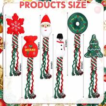 6 件狗狗圣诞玩具圣诞老人和雪人宠物绳玩具互动咀嚼可爱吱吱叫毛绒狗玩具适合圣诞节礼物训练小狗 - 彩色 - 查看 3