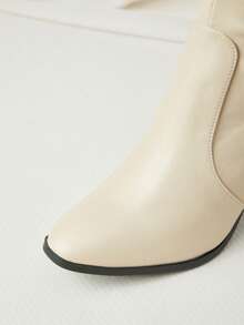 بوت طويلة فوق الركبة ذات كعب سميك وأصبع مدبب، موضة ربيعية زهرية زفاف جذابة متعددة الاستخدامات من الجلد المدبوغ (للقدم العريضة)، خريفية/شتوية. (الأحذية تكون أكبر من المقاس، يرجى طلب مقاس أصغر بنصف مقاس إذا كان لديك قدم نحيفة والتحقق من معلمات الطول والمحيط قبل الشراء) هدايا عيد الميلاد الشتوية