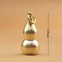 1 pieza Caja de almacenamiento con forma de calabaza pequeña, caja de primeros auxilios para guardar medicinas, vitaminas y aceite de pescado, cuentas de llavero de calabaza de cobre de Feng Shui, para la buena suerte, la riqueza, la salud y el éxito, regalo para amigos, familia y seres queridos - Amarillo - Ver 9