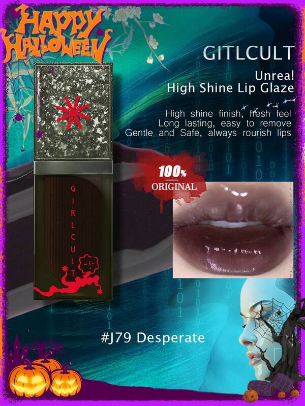 GIRLCULT Unreal High Shine Lip Glaze J79 Desperate, Chameleon Liquid Lipstick, Oil-Based Rhinestone Shiny Glitter Lip Gloss, Sparkly Metallic Color Intense Shimmery Finish, Long Wears, Holographic Talc Free, K-Beauty, Korean Makeup, 3.5ml/0.12 Fl.Oz