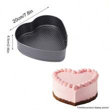 1 Heart-Shaped Cake Mold Round Baking Tray, Detachable Bottom Baking Tray, Non-Stick Round Cheesecake Tray, Perfect For Baking, Weddings, Birthdays, Valentine's Day, Parties, Kitchen Tools, Baking Tools, And Ovens - Black - View 4