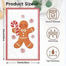 1 set/2 piezas/100 piezas Toallas de cocina y paños de cocina con estampado de pan de jengibre, adecuados para decoración de interiores en restaurantes, cocinas, baños, decoración de fiestas, regalos festivos y pueden ser entregados como regalos de Navidad