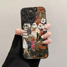 Teléfono con temática de Halloween, funda protectora decorativa para teléfono, fundas para teléfono a prueba de golpes, compatibles con teléfonos de la serie 8 11 12 13 14 15 - Negro - Ver 1