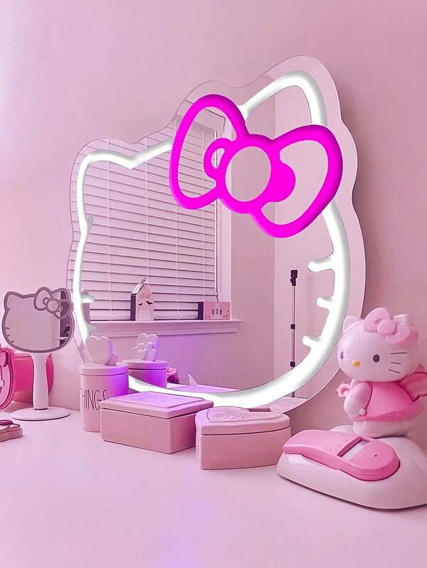Sanrio 1 Stück Baby Zimmer Wandspiegel Anime Neonlicht, Schminktisch, Ankleidezimmer, Wohnzimmer, Flur, Neonlicht, dimmbare LED-Lichtleiste, Badezimmerdekoration, Make-up-Licht USB/Batterie betriebenes LED-Neonlicht, rosa Schlafzimmerwanddekoration, geeignet für Räume, Valentinstag-Partys, Geburtstage, Hochzeitsgeschenke, Familien, Weihnachtsdekoration, als Geschenk für Freundinnen, Ehefrauen, Freunde, Familie, Liebhaber